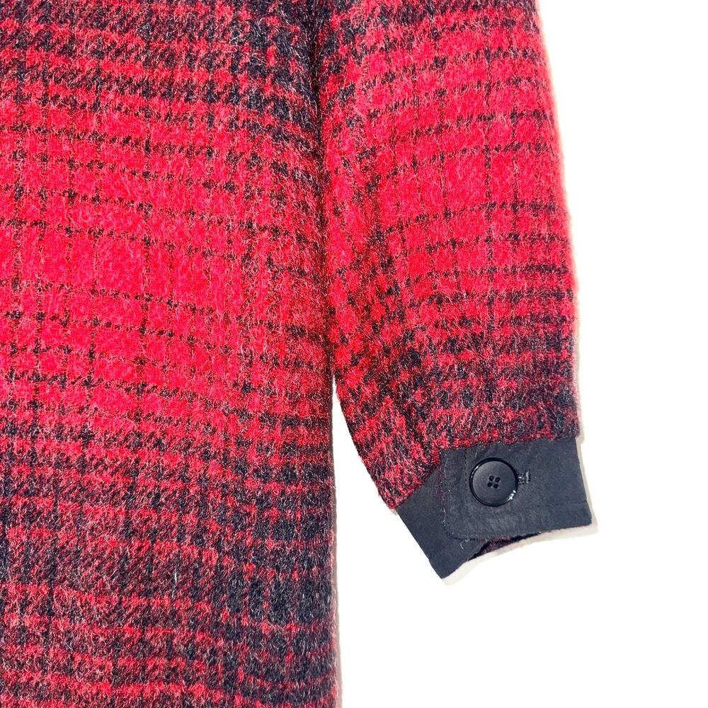 Vintage Woolrich Wool/Mohair Houndstooth Plaid Coat - Red/Black M - Picture 5 of 8